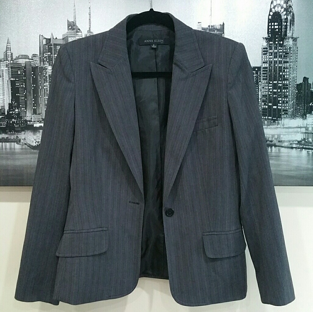 Anne Klein gray striped blazer